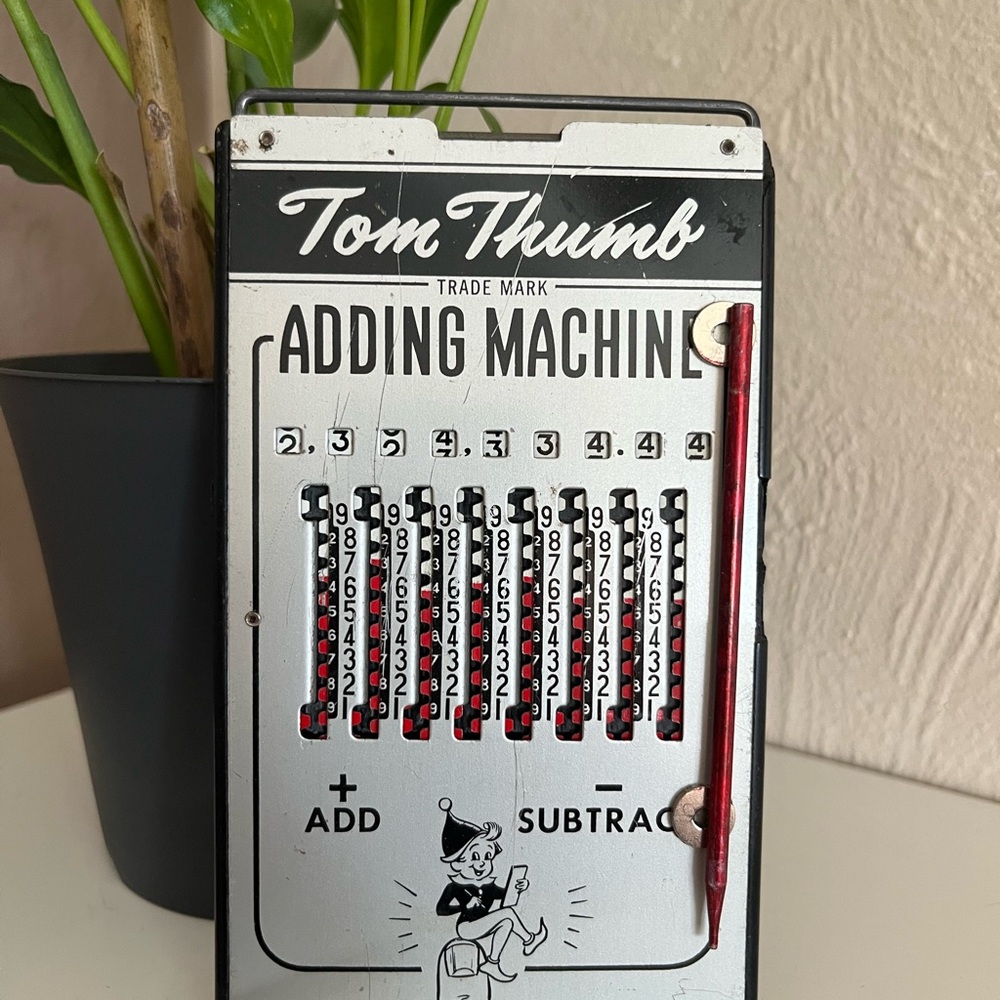 Antique Tom Thumb Adding Machine with Red Details